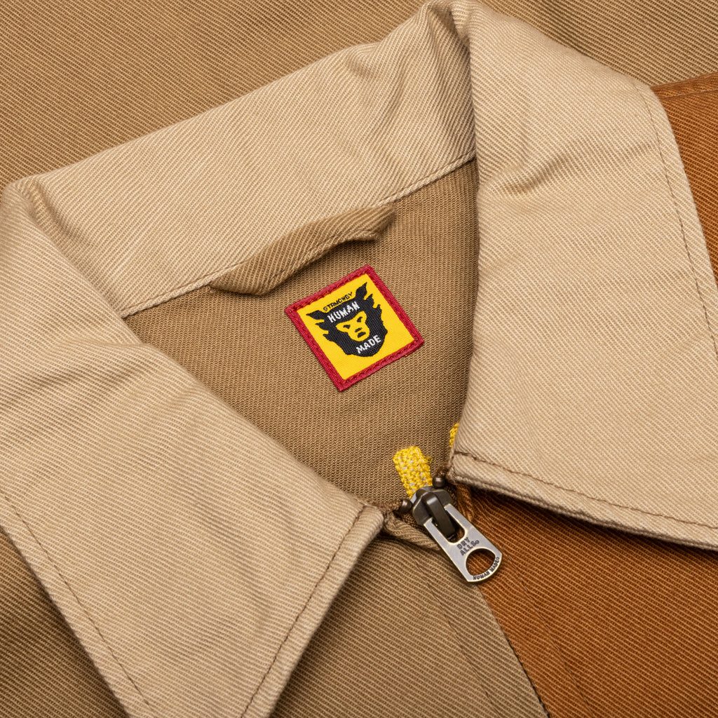 Zip Up Work Jacket Brown