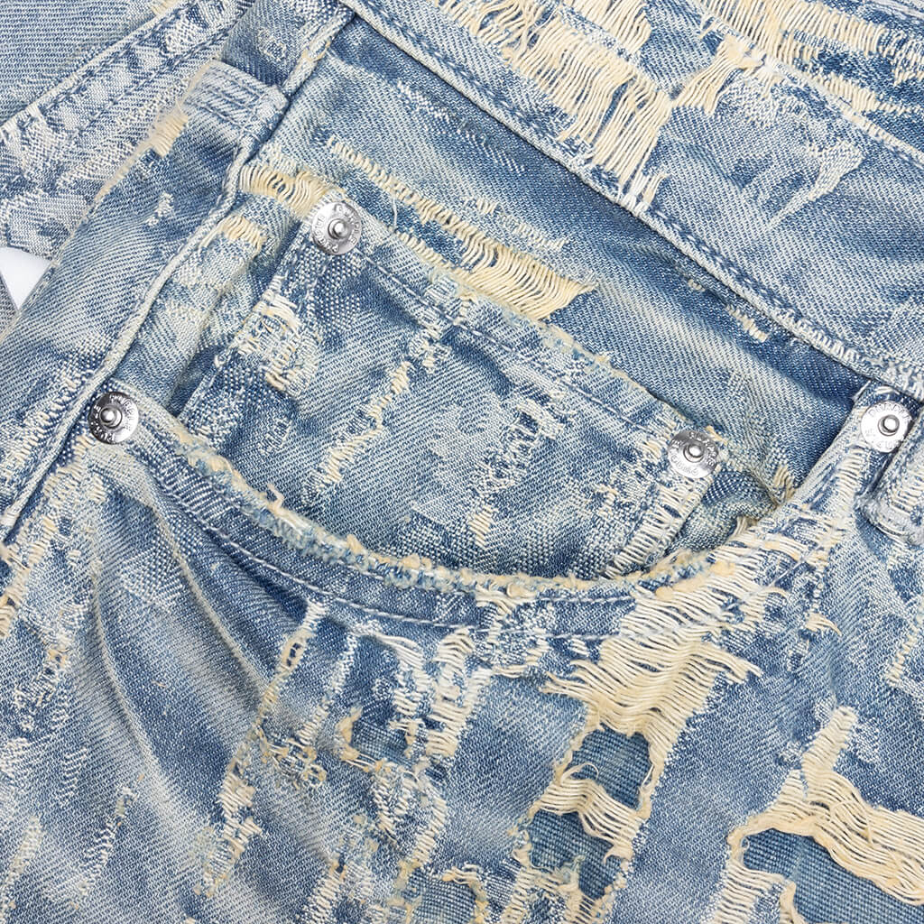 Bead Splatter Destroy Shorts Light Indigo