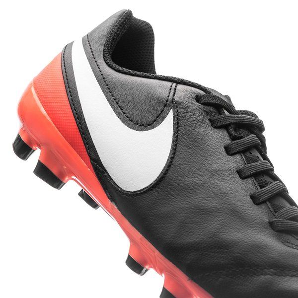 Nike Tiempo Genio II Leather FG Firm Groun Soccer Cleats Black White Orange
