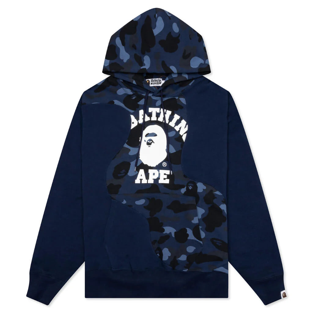 Color Camo College Cutting Relaxed Fit Hoodie Navy