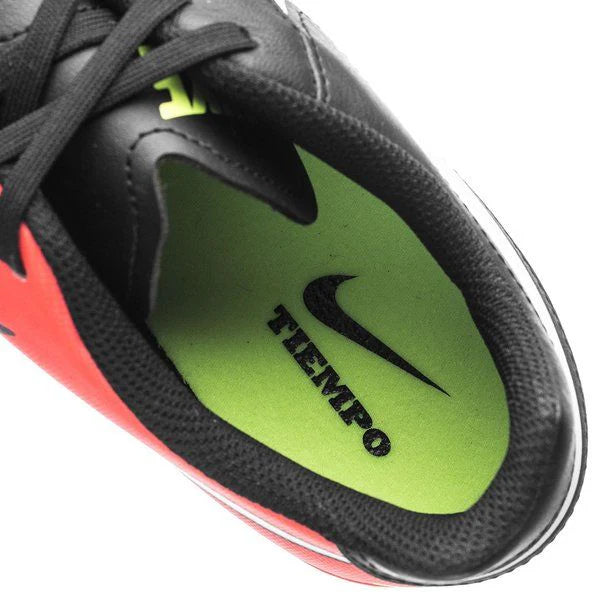 Nike Tiempo Genio II Leather FG Firm Groun Soccer Cleats Black White Orange