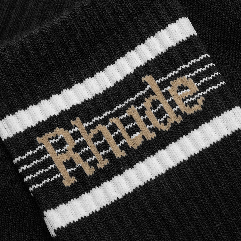 Logo Stripe Sport Socks Black