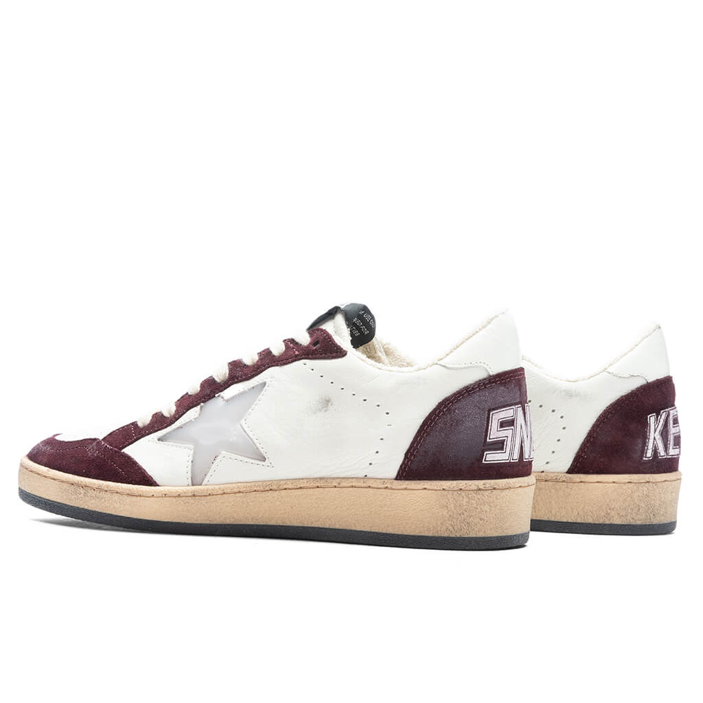 Womens Sneakers Leather Suede Ball Star Red Wine White