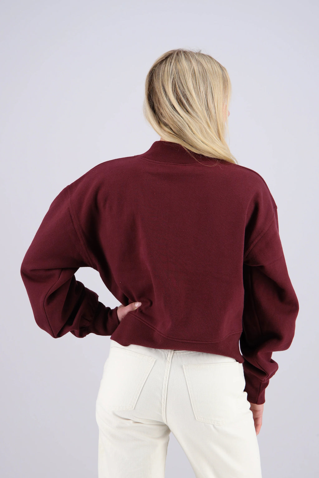Varsity Crop Mock Neck Sweatshirt