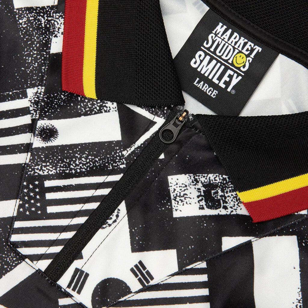 Smiley International Flags S S Soccer Jersey Black White