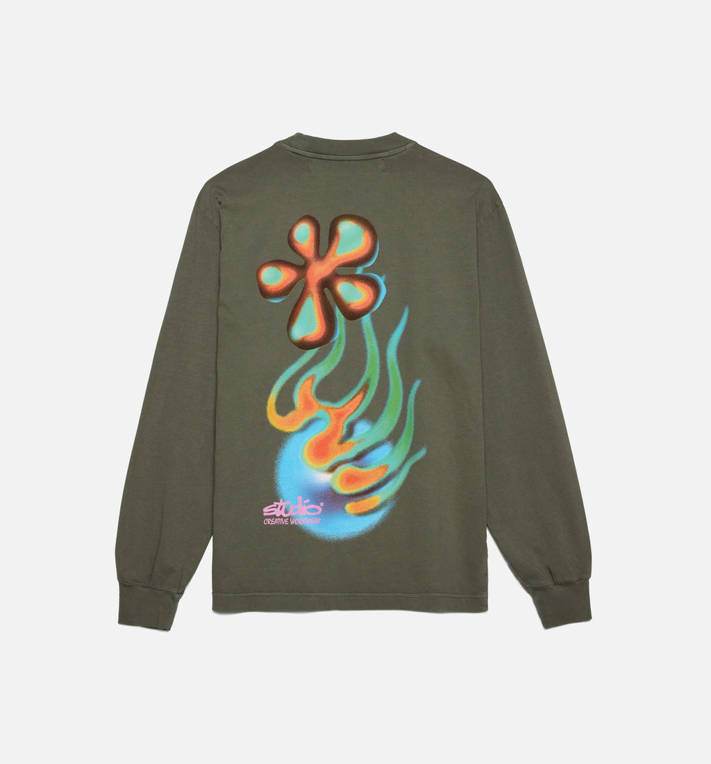 Studio Flora Mens Long Sleeve Shirt Olive