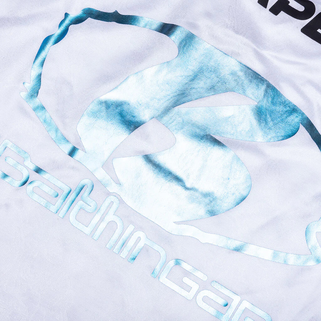 Flame Pattern Multilogo Relaxed Fit Football Jersey White