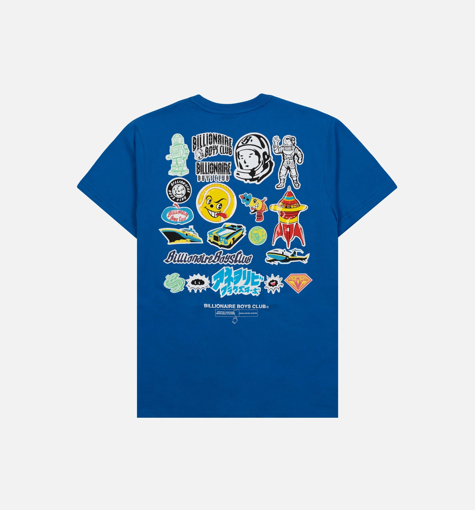 BB Stickered Mens Short Sleeve Shirt Blue