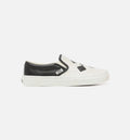 Classic Slip On Woven Leather Mens Shoe Black White