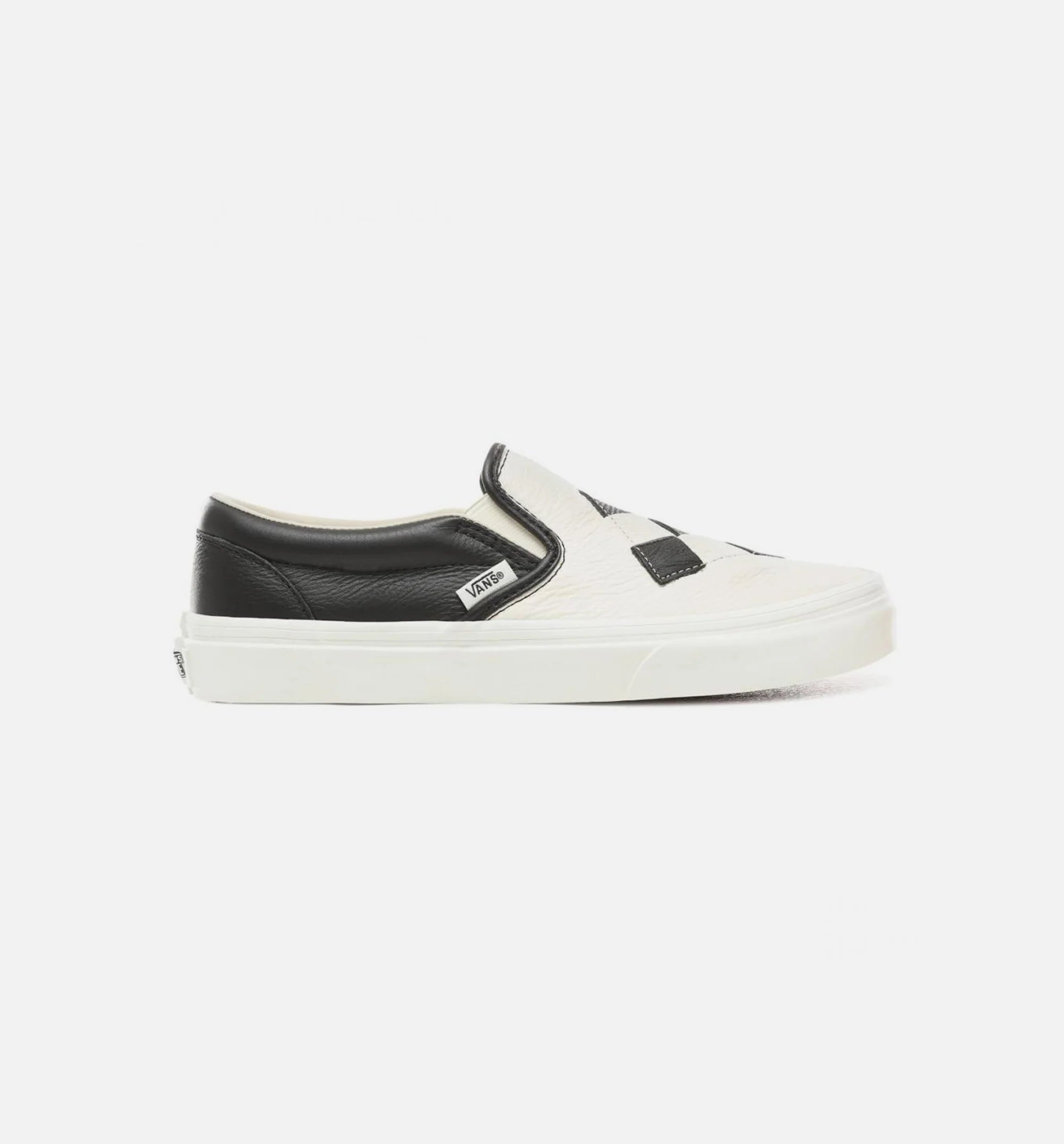 Classic Slip On Woven Leather Mens Shoe Black White