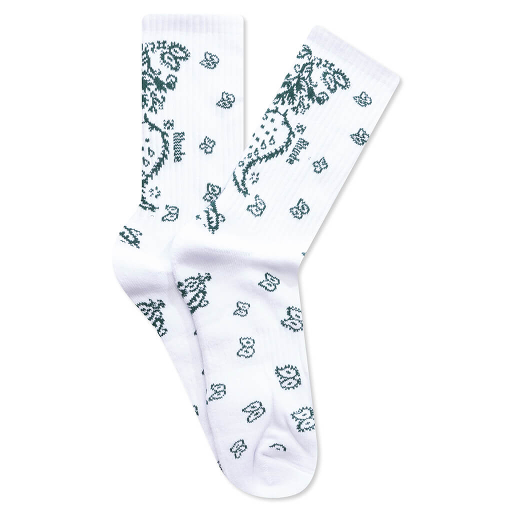 Bandana Sock White Green