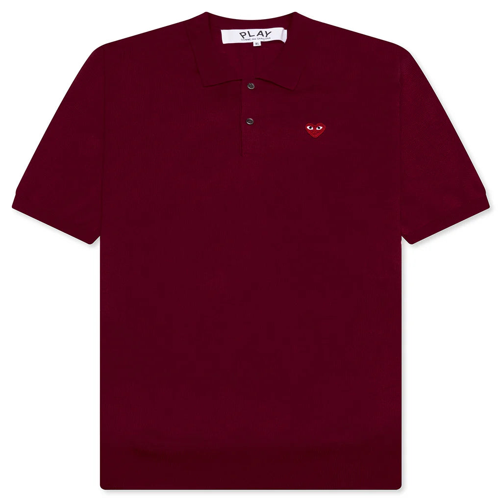 Red Emblem S S Polo Neck Burgundy