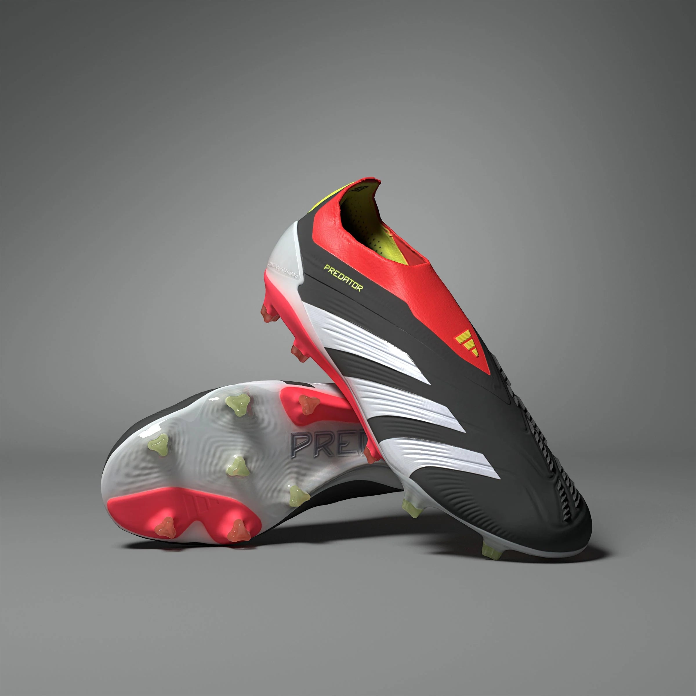 adidas Predator Elite Laceless FG Firm Ground Soccer Cleats Black White Solar Red