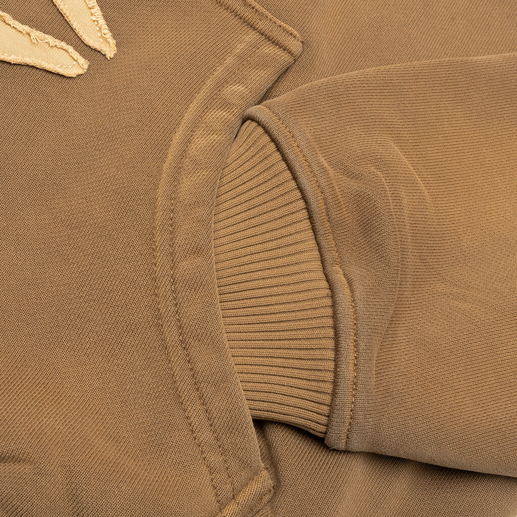 Patchwork Face Heavyweight Zip Up Hoodie Dark Brown