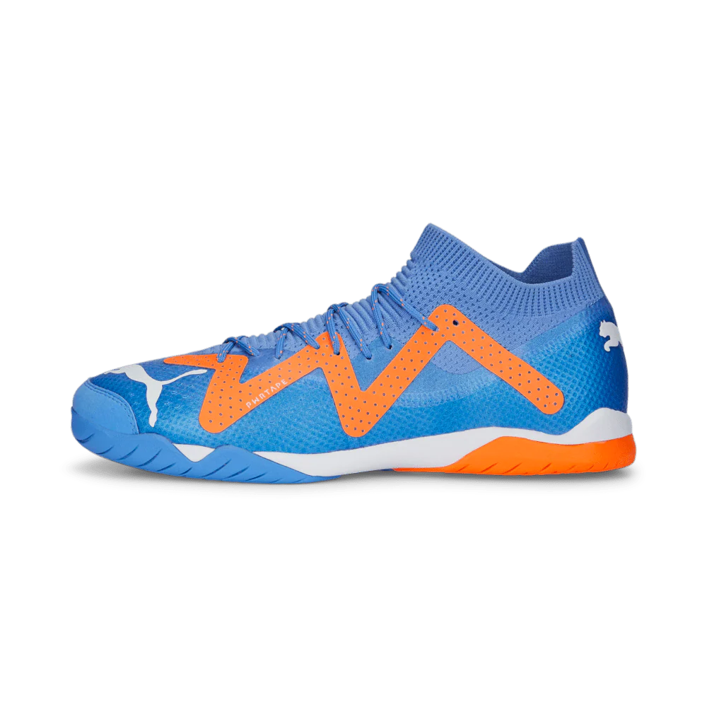 PUMA Future Match IT Indoor Soccer Shoes Blue Glimmer White Ultra Orange