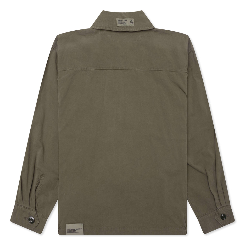Washed Zip Work Jacket Olive Drab