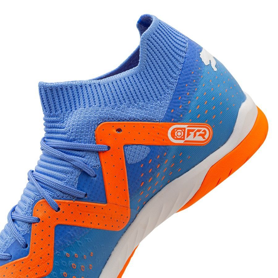 PUMA Future Match IT Indoor Soccer Shoes Blue Glimmer White Ultra Orange