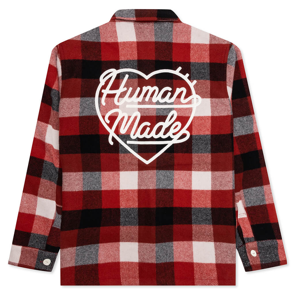 Wool Beaverblock Check Shirt Red