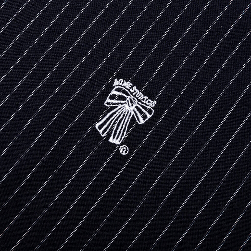 Stripe Button Up Shirt Navy White