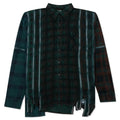 Flannel Shirt 7 Cuts Zipped Wide Shirt Over Dye Green