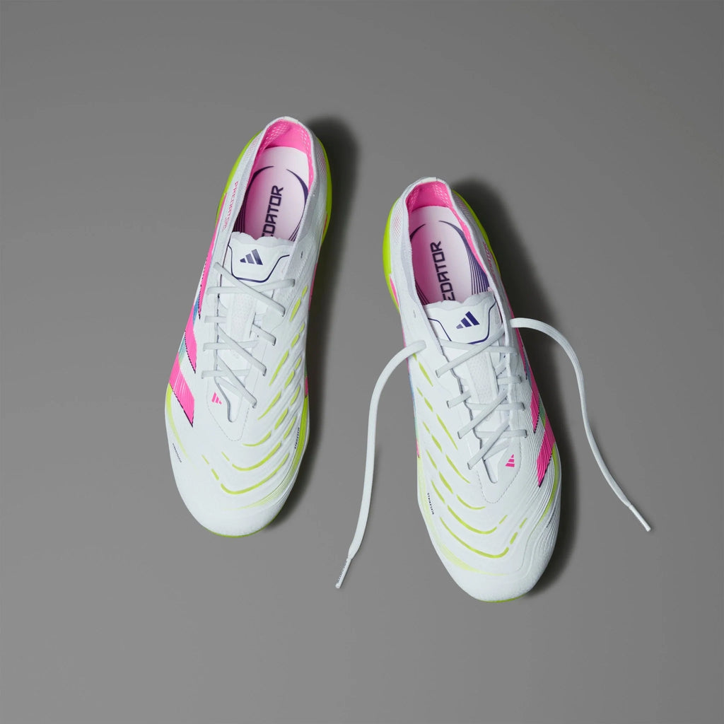 adidas Predator Elite FG Mens Firm Ground Soccer Cleats White Lucid Pink Lucid Lemon