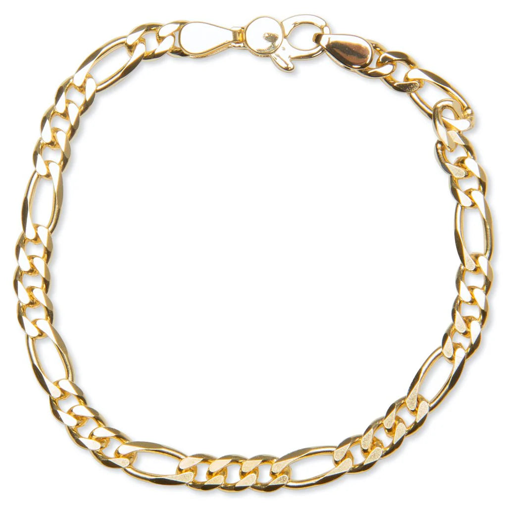 Figaro Bracelet Thick Gold 925 Sterling Silver 9K Gold