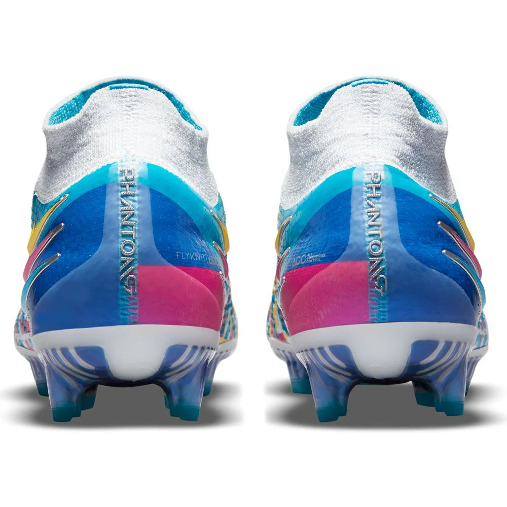 Nike Phantom GT Elite 3D FG Firm Ground Soccer Cleats Chlorine Blue Pink Blast Opti Yellow