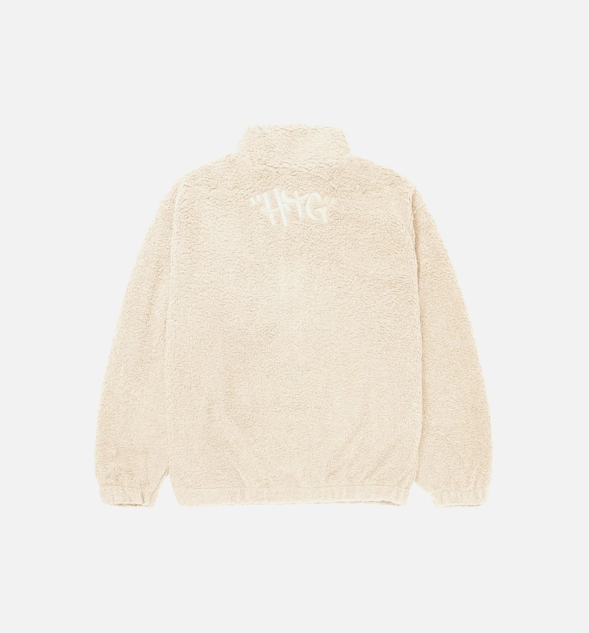 Script Sherpa Zip Mens Jacket Bone