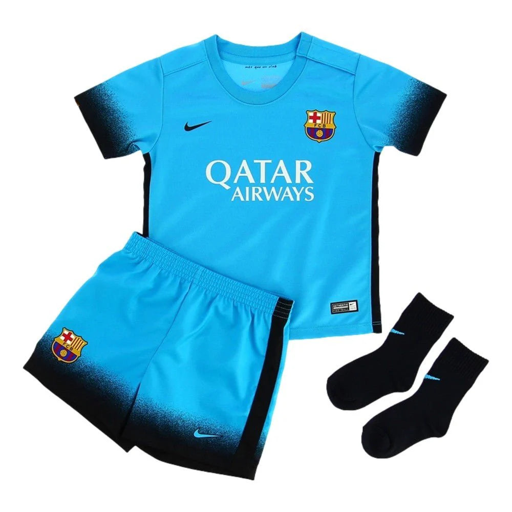 Nike Barcelona Third 15 Little Kids Mini Kit Blue Black