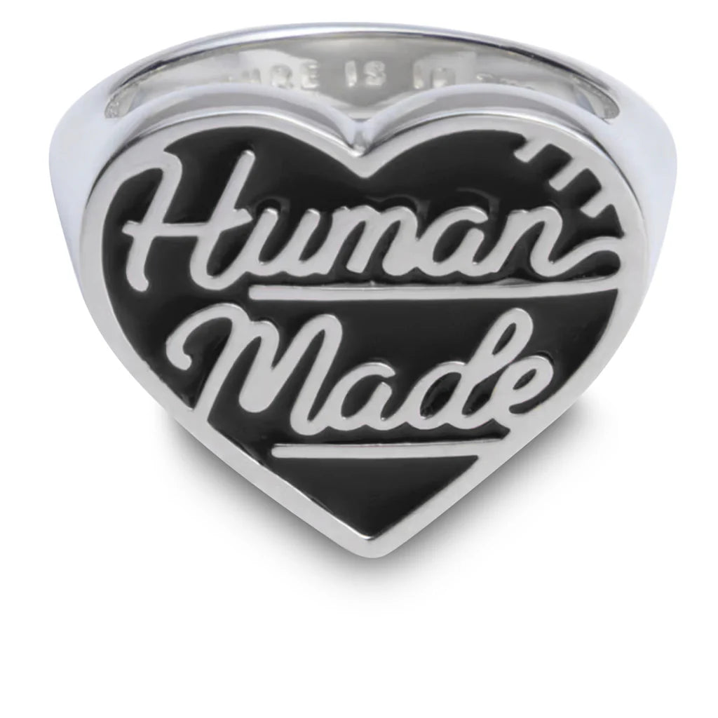 Heart Silver Ring Black