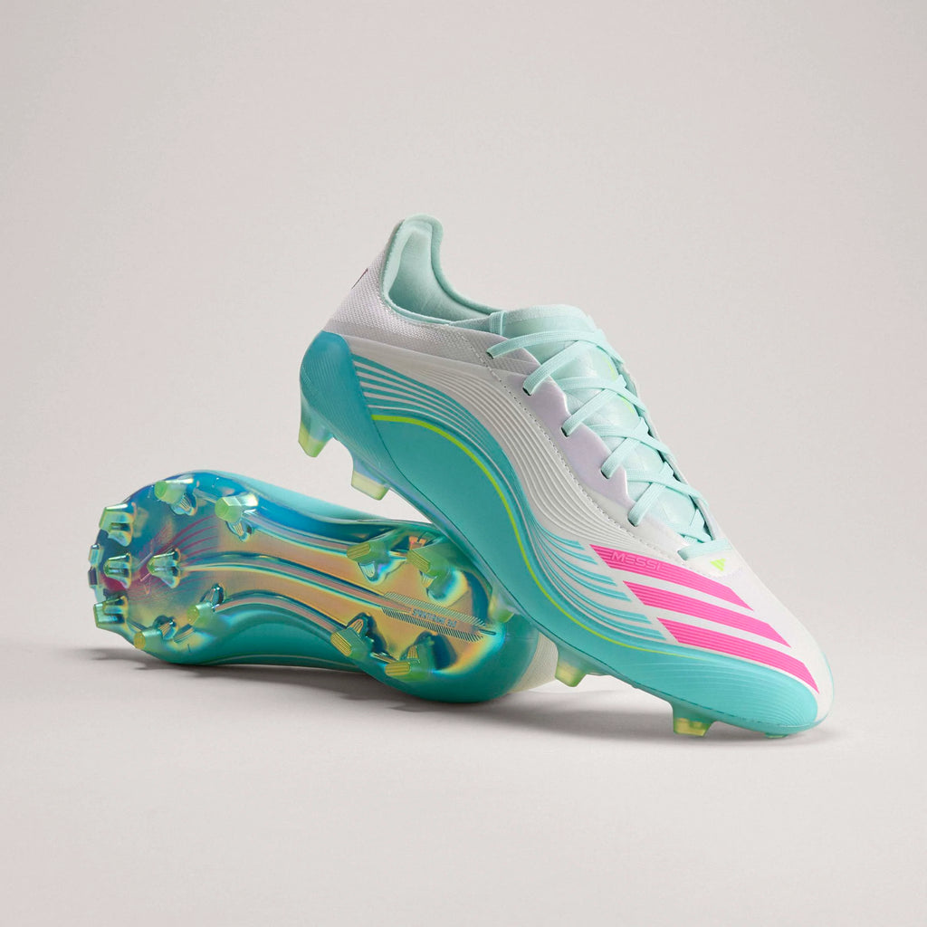 adidas F50 Messi Elite FG Firm Ground Mens Soccer Cleats White Pink Aqua