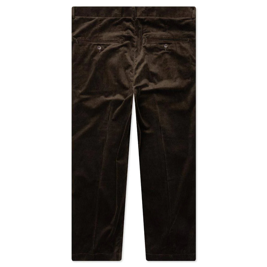 Double Pleated Corduroy Trousers Brown