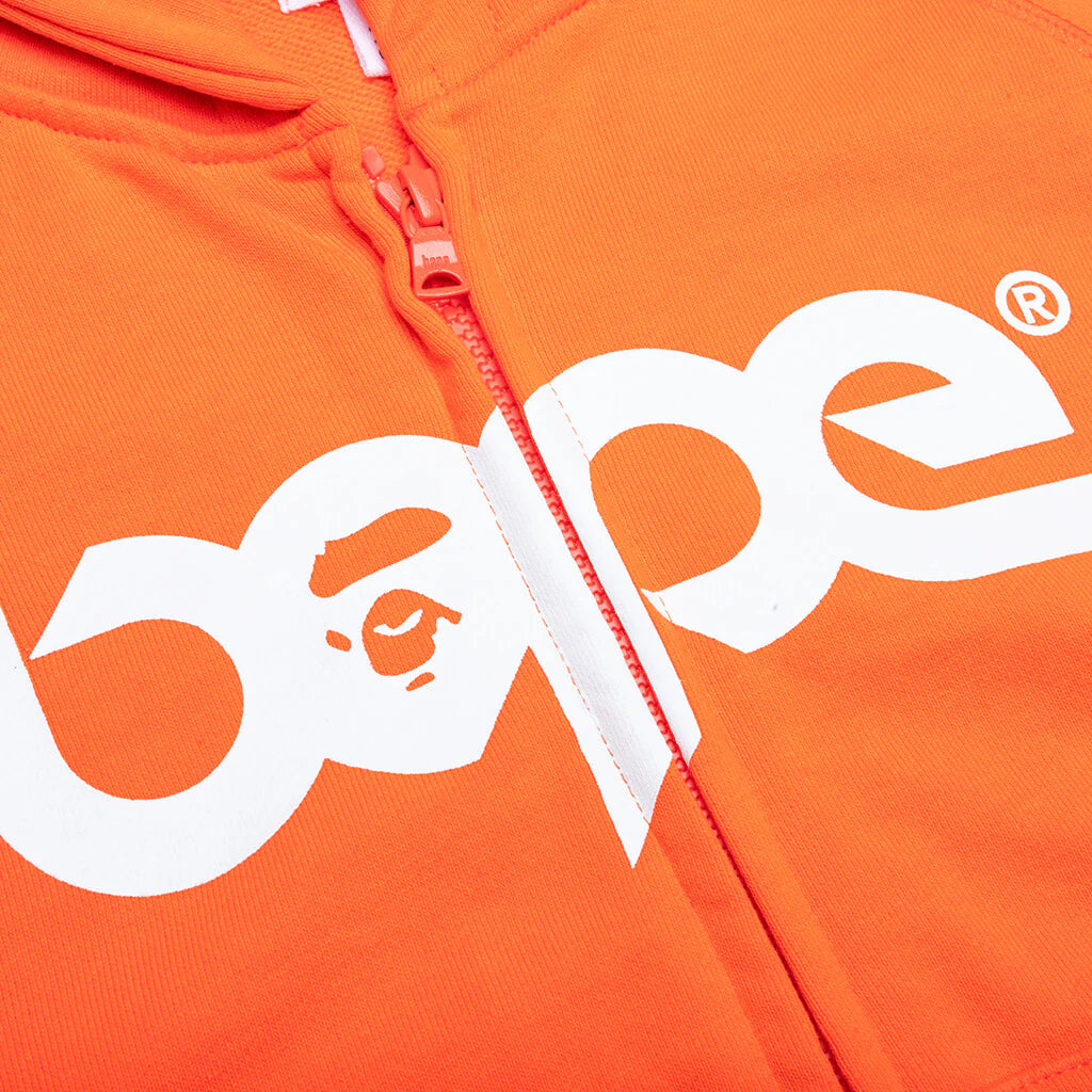 Kids Bape Relaxed Fit Pigment Dye Zip Hoodie Orange