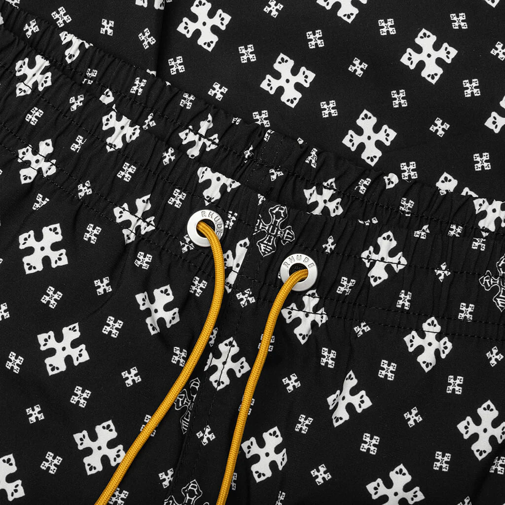 Cross Bandana Swim Short Black White