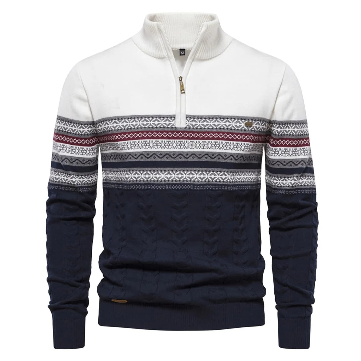 Mens Half Zip Stand Collar Polo Sweater
