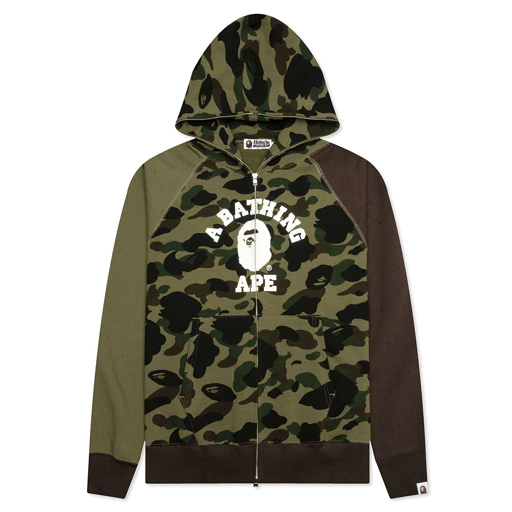 1st Camo Crazy College Full Zip Hoodie Green