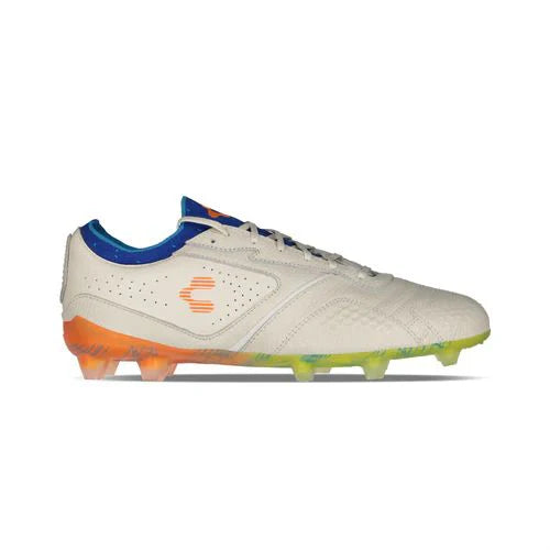 Charly Tyrian LT FG Firm Ground Soccer Cleats White Blue Orange