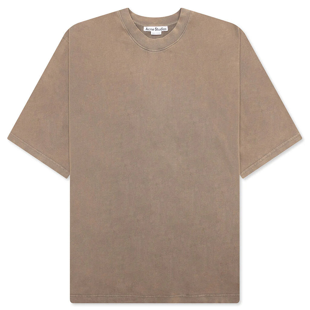 Garment Dyed Crew Neck T shirt Taupe Brown