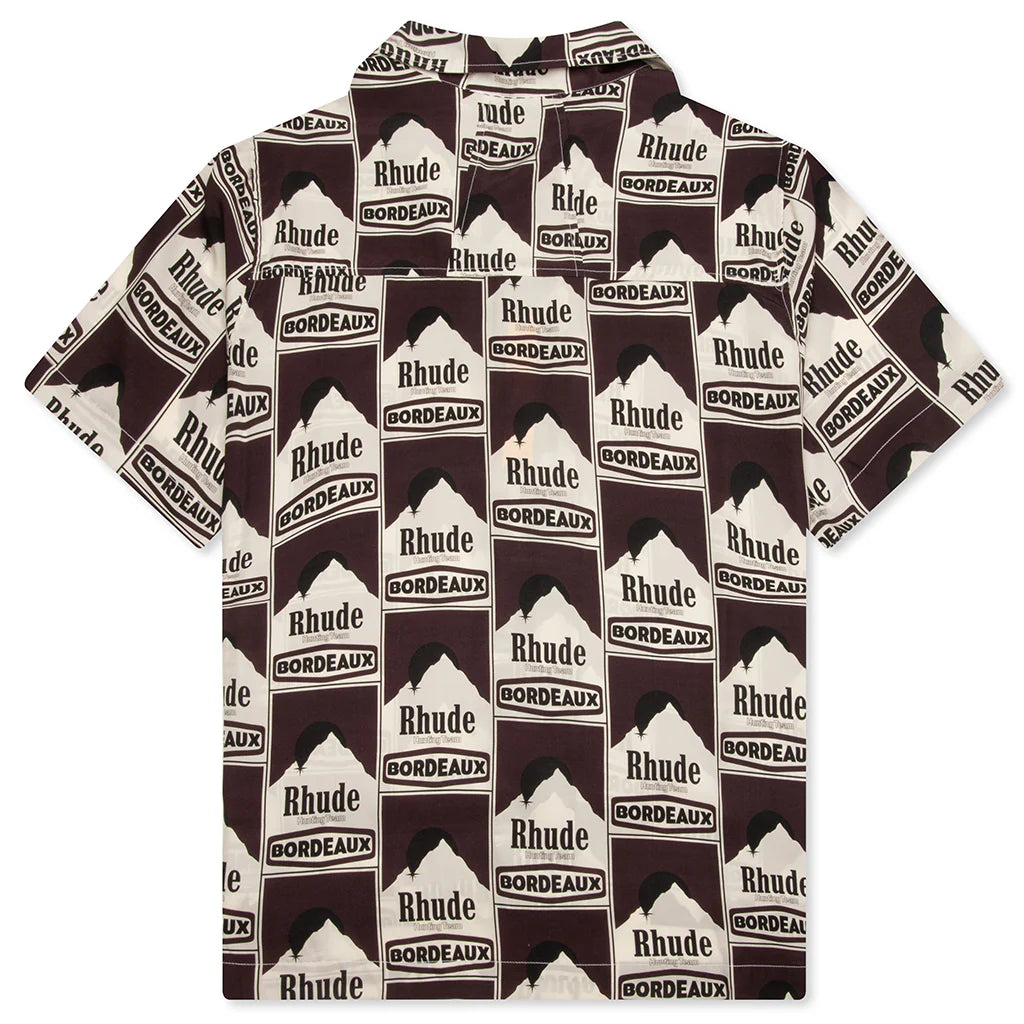 Moonlight Bordeaux Silk Shirt Maroon Off White