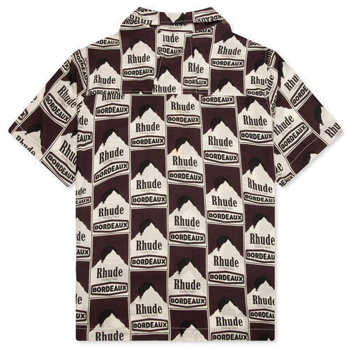 Moonlight Bordeaux Silk Shirt Maroon Off White