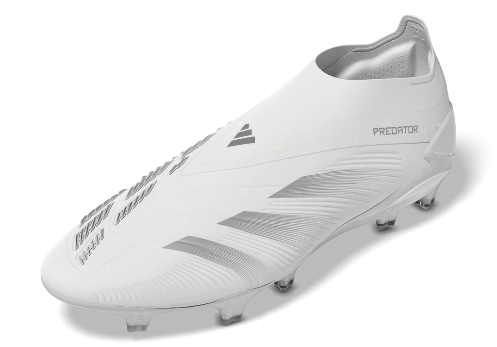 adidas Predator Elite Laceless FG Firm Ground Soccer Cleats White Silver Metallic White