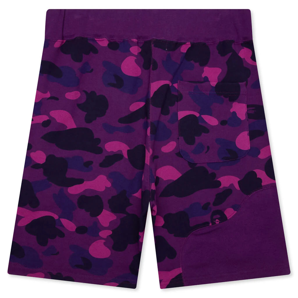 Color Camo Cutting Sweat Shorts Purple
