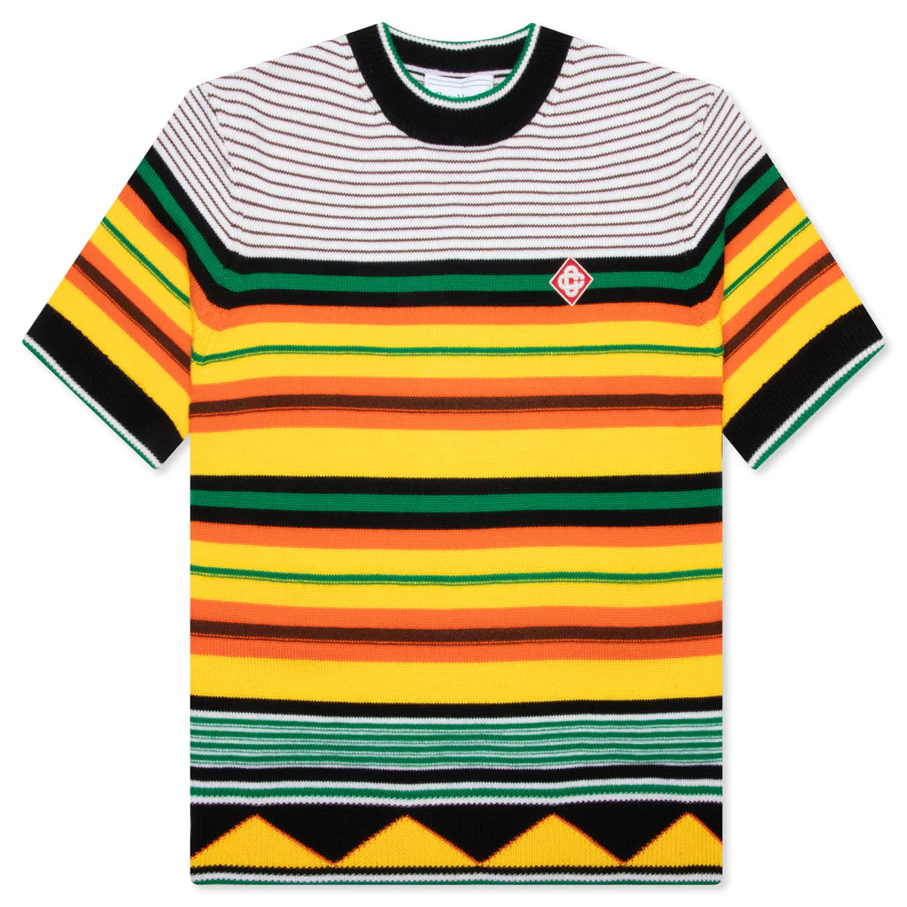 Knitted Wool Striped Tee Multi Stripe