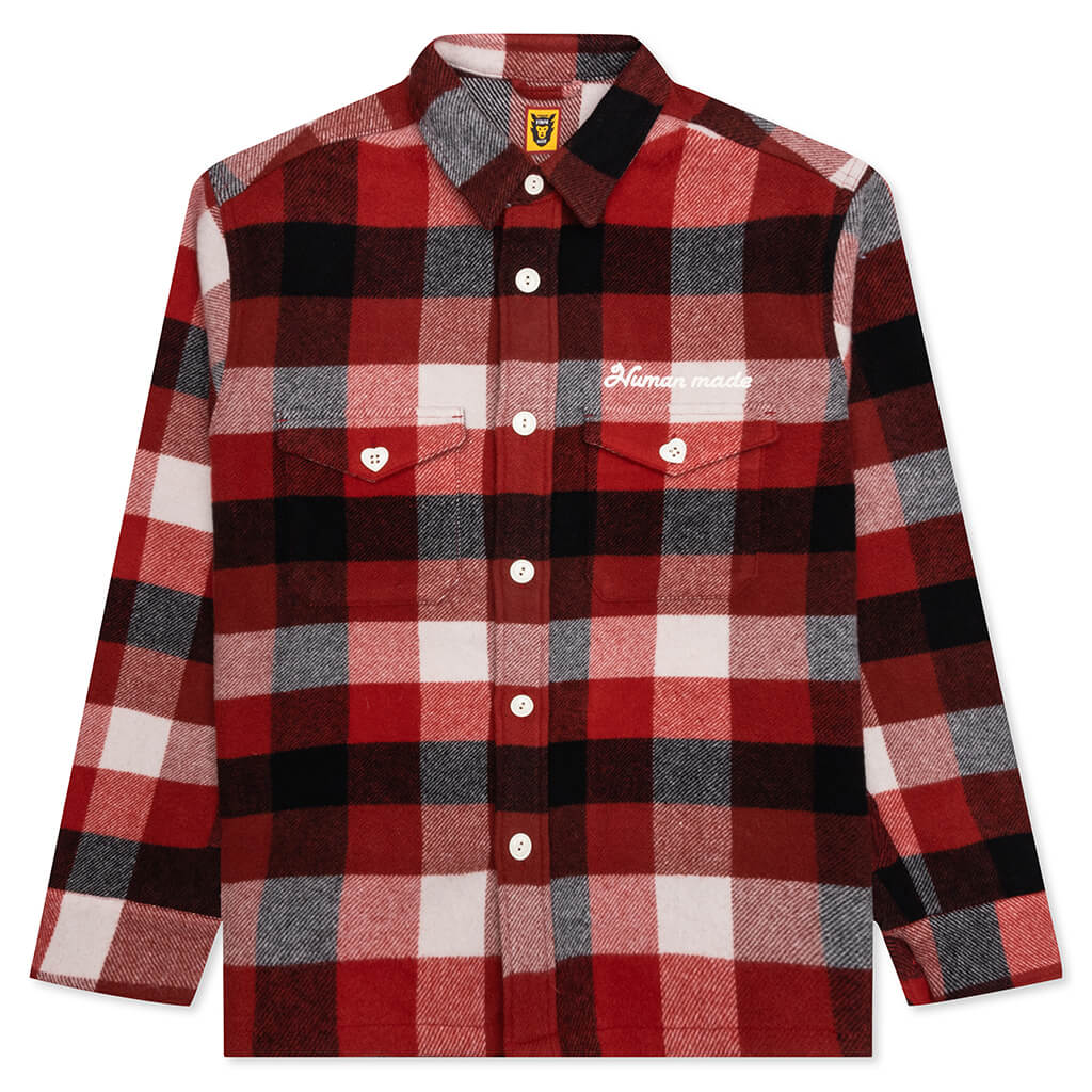 Wool Beaverblock Check Shirt Red