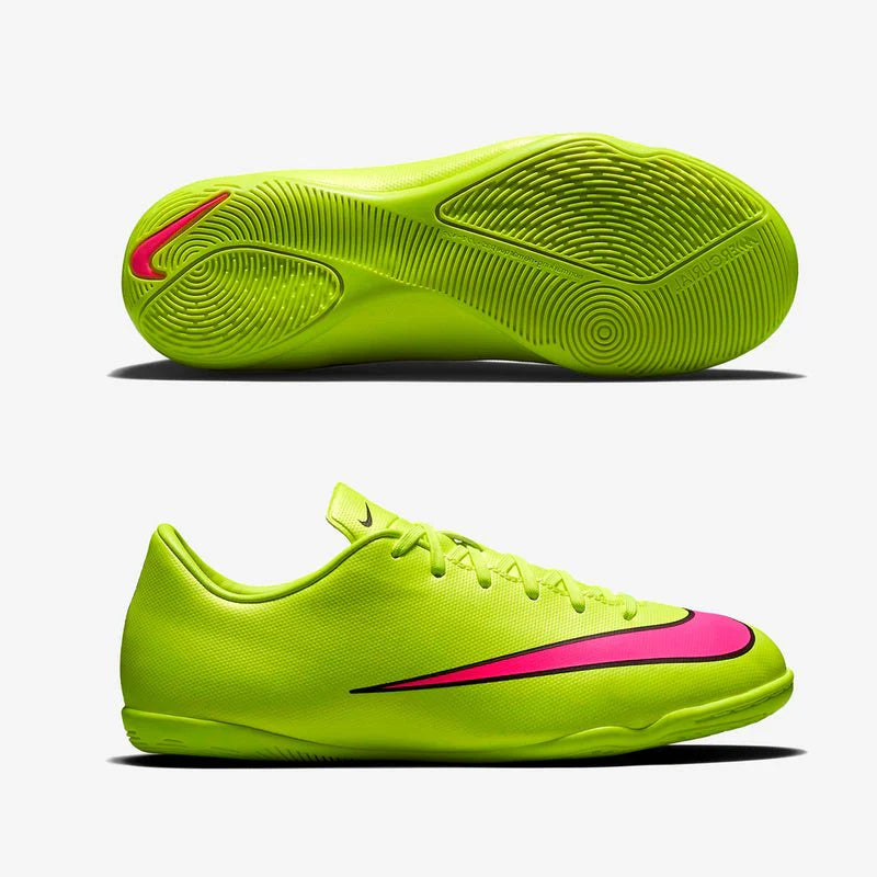 Nike JR Mercurial Victory V IC Youth Indoor Soccer Shoes Volt Black Pink