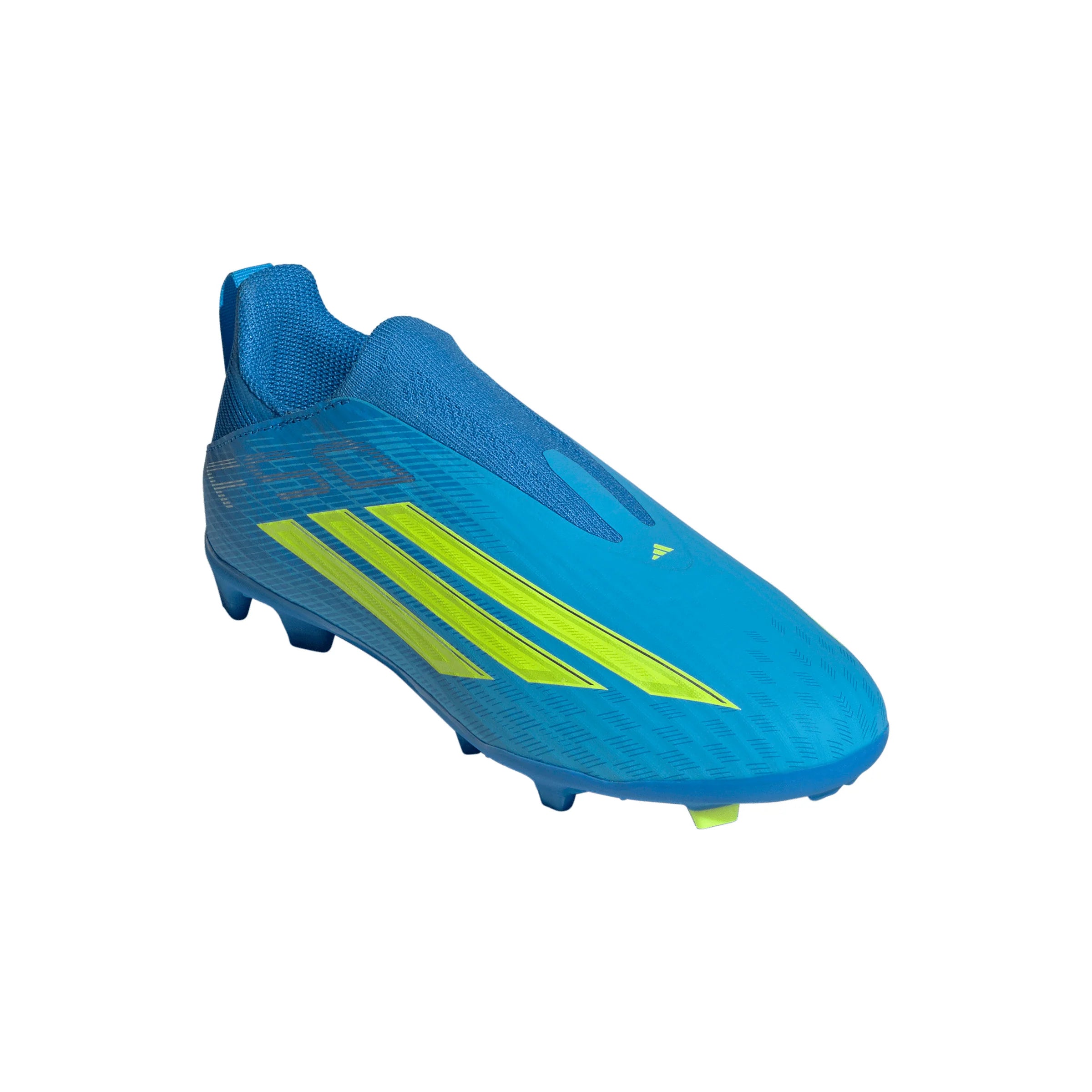 adidas F50 League Laceless FG MG Firm Ground Multi Ground Youth Soccer Cleats Blue Yellow Aqua