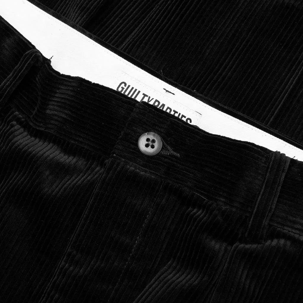 Double Pleated Corduroy Trousers Black