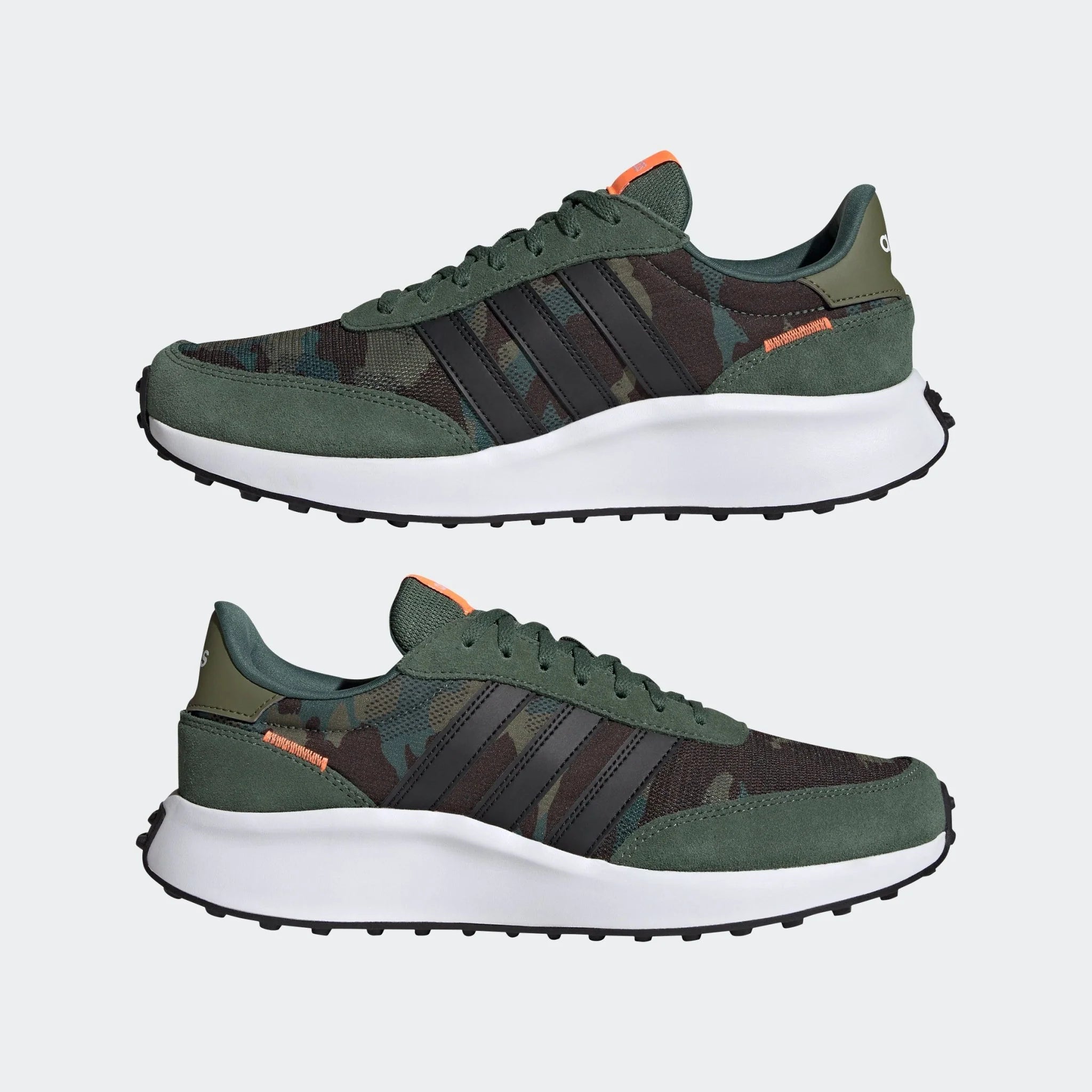 adidas Run 70s Lifestyle Running Shoes Green Oxide Black Screaming Orange