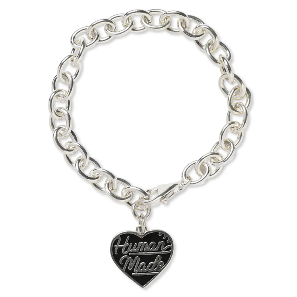 Heart Silver Bracelet Black