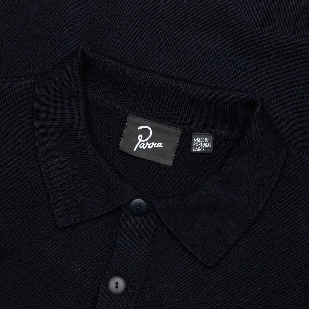 Flower Blob Knitted Polo Shirt Midnight Blue